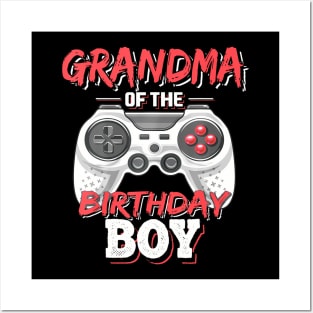 Grandma Of The Birthday Boy Matching Video Gamer Party Posters and Art